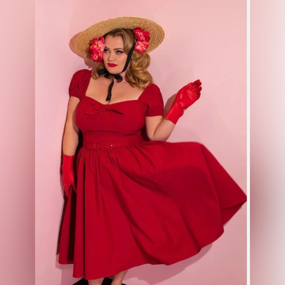Vixen by Micheline Pitt Red Midi Dress